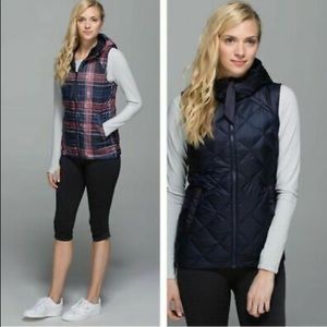🍁 lululemon reversible fall vest navy/plaid sz 4